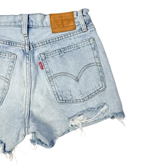 VintagLevi's 501 Light Wash Distressed Cut-Off Jean Shorts 100% Cotton USA Made - Picture 5 of 6